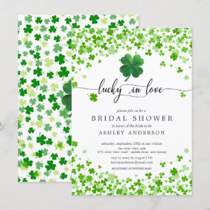 Lucky in Love 4 Leaf Clover Bridal Shower Invitat Invitation