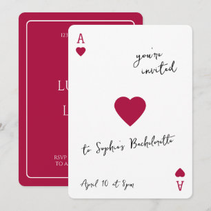 Lucky In Love Bachelorette Ace Of Hearts Invitation
