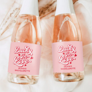 Lucky In Love Bachelorette Champagne Sparkling Wine Label