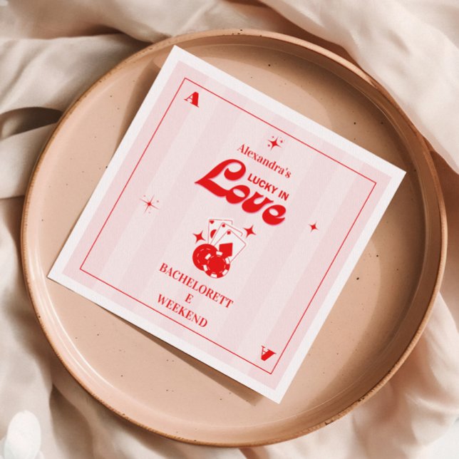 Lucky In Love Bachelorette Weekend Napkin (Creator Uploaded)