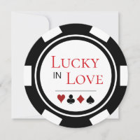 Lucky In Love Black White Poker Chip Vegas Wedding