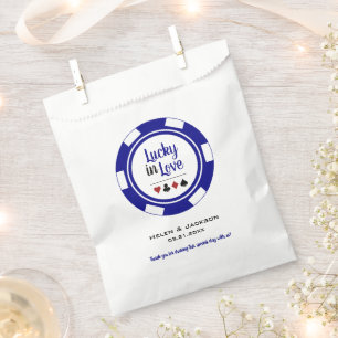 Lucky In Love Blue White Poker Chip Wedding Favour Bags