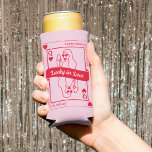 Lucky In Love Bold Pink & Red Bachelorette<br><div class="desc">Get ready to keep the party cool and classy with our 'Lucky in Love' bachelorette party can cooler! Featuring the enchanting Queen of Hearts and a hand-drawn woman outline holding a champagne glass, this cooler exudes sophistication and excitement in vibrant pink and red hues. Whether you're sipping cocktails poolside or...</div>