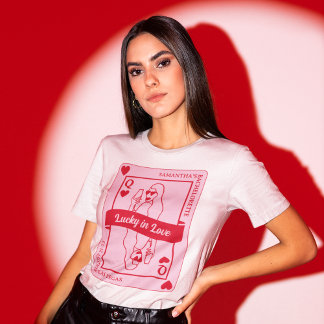 Lucky In Love Bold Pink & Red Bachelorette T-Shirt