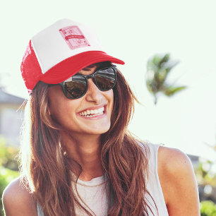 Lucky In Love Bold Pink & Red Bachelorette Trucker Hat