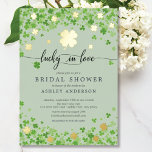 Lucky In Love Bridal Shower Foil<br><div class="desc">Modern & fun Irish four leaf clover lucky in love gold foil bridal shower Invitation. Beautiful invitation for a St. Patrick's day bridal shower,  a March bridal shower or an Irish Clover themed shower. Flip our invite over to find a coordinating green back for an extra special touch.</div>