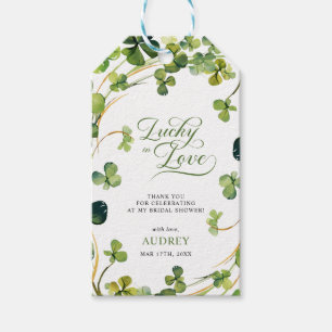Lucky in Love Bridal Shower Green Shamrock  Gift Tags
