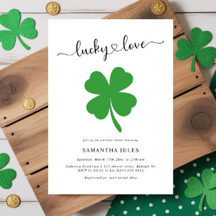 Lucky in Love Bridal Shower Green Shamrock  Invitation