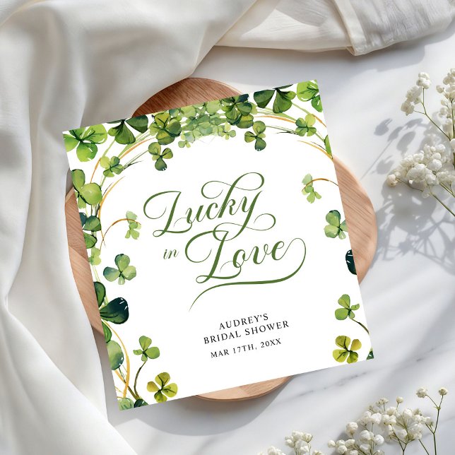 Lucky in Love Bridal Shower Green Shamrock  Napkin (Creator Uploaded)