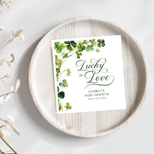 Lucky in Love Bridal Shower Green Shamrock Napkin