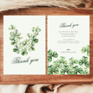 Lucky in Love Bridal Shower Green Shamrock Thank You Card