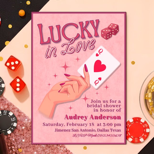 Lucky in Love Bridal Shower  Invitation (Lucky in Love Digital Editable Bridal Shower Invitation)