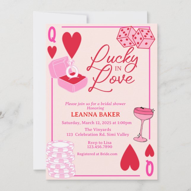 Lucky in Love, Bridal Shower, Lucky,  Invitation (Front)