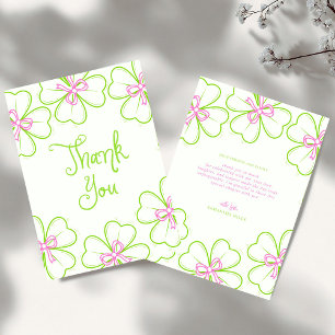 Lucky in Love Bridal Shower Pink Green Shamrock Thank You Card