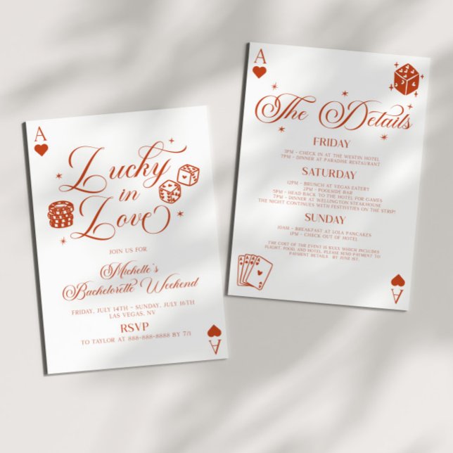 Lucky In Love Casino Bachelorette Weekend Party Invitation (Creator Uploaded)