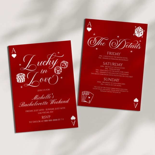 Lucky In Love Casino Bachelorette Weekend Party Invitation (Creator Uploaded)