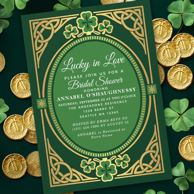 Lucky In Love Celtic St. Patrick's  Bridal Shower Invitation (Creator Uploaded)
