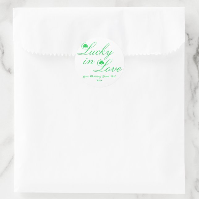 Lucky In Love Classic Round Sticker (Bag)