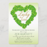 Lucky In Love Clover Bridal Shower Invitation