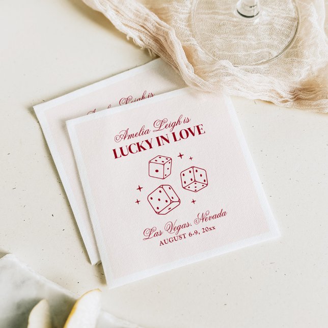 Lucky In Love Cocktails Bachelorette Weekend Napkin (Creator Uploaded)