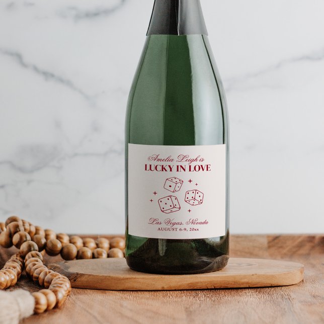 Lucky In Love Cocktails Bachelorette Weekend Sparkling Wine Label (Creator Uploaded)