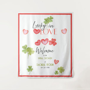 Lucky in Love Cover leaf & hearts : Bridal shower Tapestry