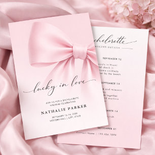 Lucky in Love Elegant Script Bachelorette Weekend Invitation