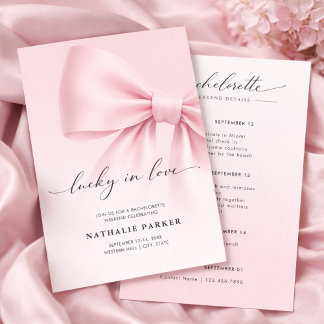 Lucky in Love Elegant Script Bachelorette Weekend  Invitation