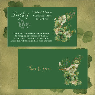  Lucky in Love Golden Green Shamrock Bridal Shower Enclosure Card