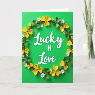 Lucky In Love Heart Clover Card