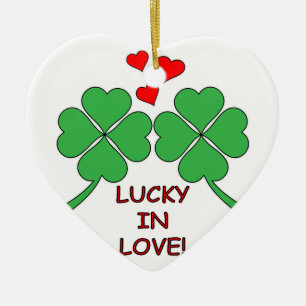 Lucky In Love Hearts Clover Ceramic Tree Decoration
