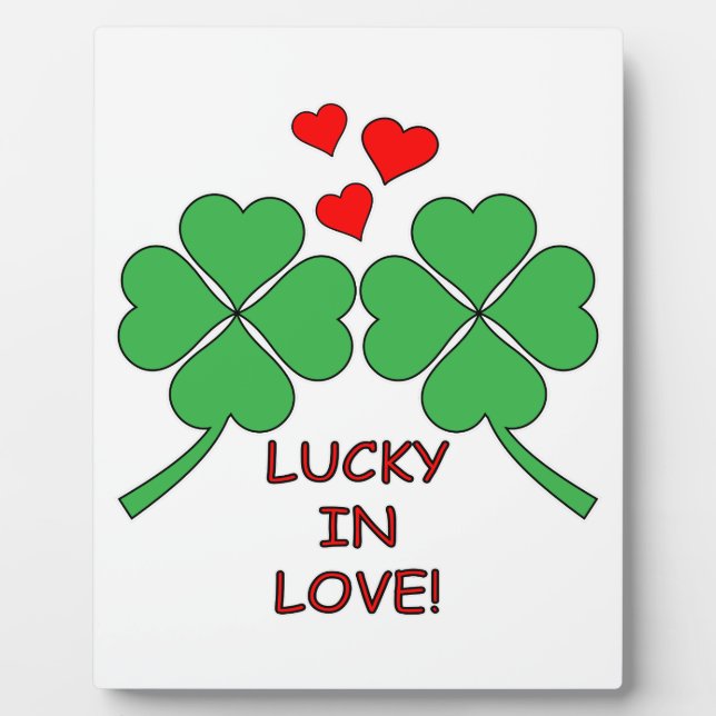 Lucky In Love Hearts Clover Plaque (Front)