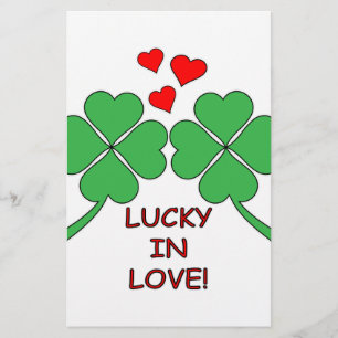 Lucky In Love Hearts Clover Stationery