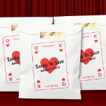 Lucky In Love Hearts Playing Card Couples Shower Favour Bags<br><div class="desc">Add a touch of elegance to your Las Vegas-themed couples bridal shower with our custom 'Lucky In Love' favour bags! Designed with the charm of playing cards and adorned with heart King and Queen symbols in vibrant red, white, and black, these bags are the perfect accent to your celebration. Personalise...</div>