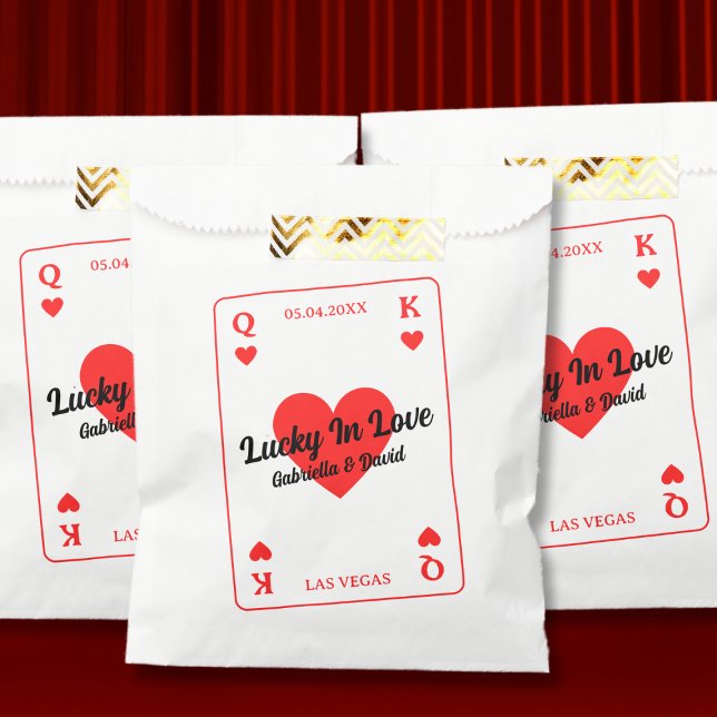 Lucky In Love Hearts Playing Card Couples Shower Favour Bags (Lucky In Love Hearts Playing Card Couples Shower Favor Bag)