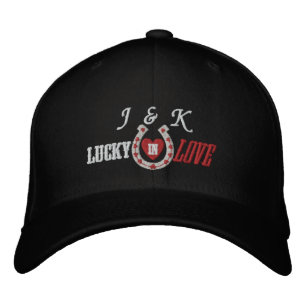 Lucky in Love Horseshoe Hearts Embroidered Hat
