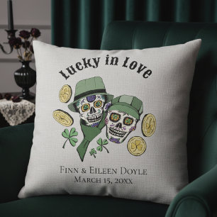 Lucky In Love Irish Sugar Skulls Newlywed Cushion