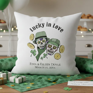 Lucky In Love Irish Sugar Skulls Newlywed Cushion