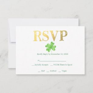 Lucky in Love   Irish Wedding RSVP Card