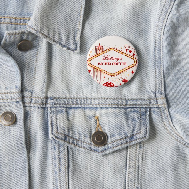 Lucky in Love Las Vegas Bachelorette Casino Party 6 Cm Round Badge (In Situ)