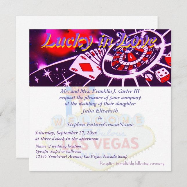 Lucky in Love Las Vegas Wedding Invitation (Front/Back)