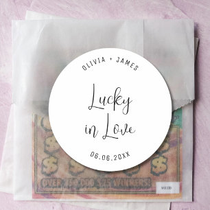 Lucky In Love Lottery Ticket Wedding Favours Classic Round Sticker