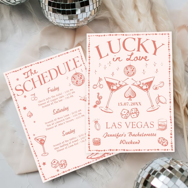Lucky In Love Peach Bachelorette Weekend Invitation (Creator Uploaded)