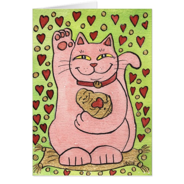 Lucky in Love: Pink Neko with Hearts (Front)