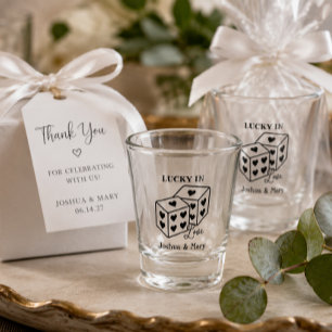 Lucky In Love Playful Pair of Dice Weddings Fun  Shot Glass