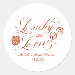 Lucky In Love Playing Card Casino Bridal Shower Classic Round Sticker