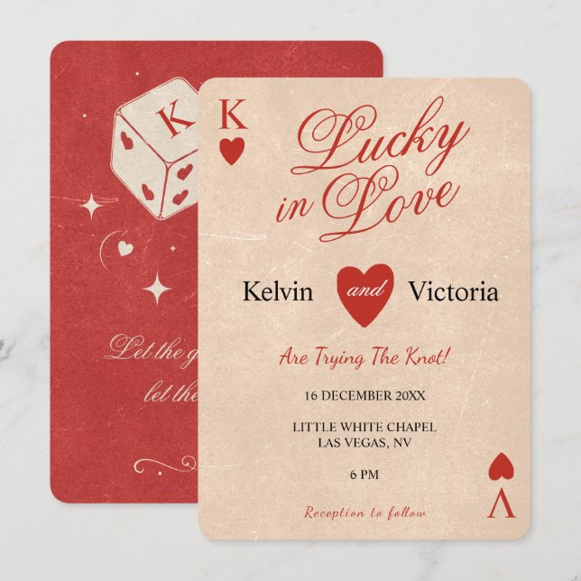 Lucky in Love Playing Card Wedding (Front/Back)