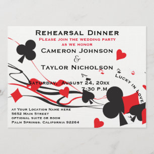 Lucky in Love Playing Cards Rehearsal Dinner red