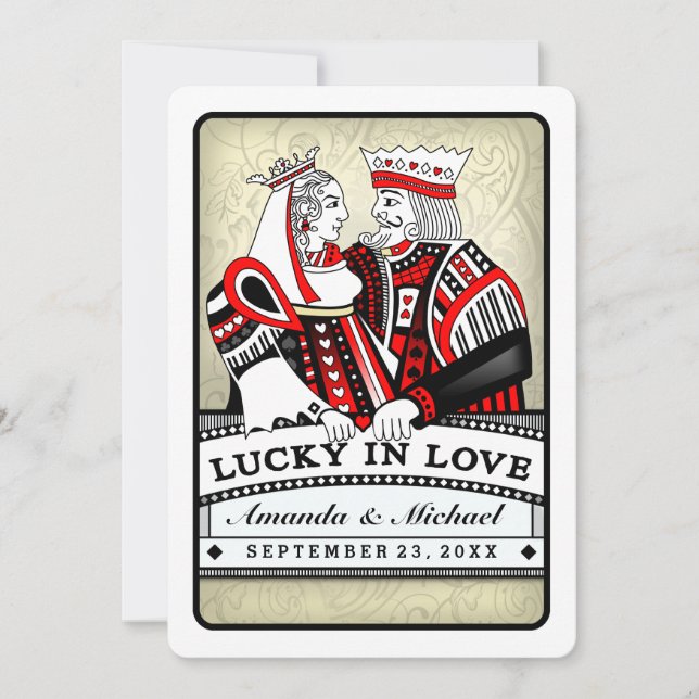 Lucky in Love Playing Cards Wedding Invitation (Front)
