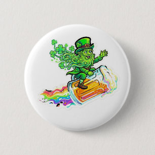 Lucky In Love Psychedelic Leprechaun Ride 6 Cm Round Badge